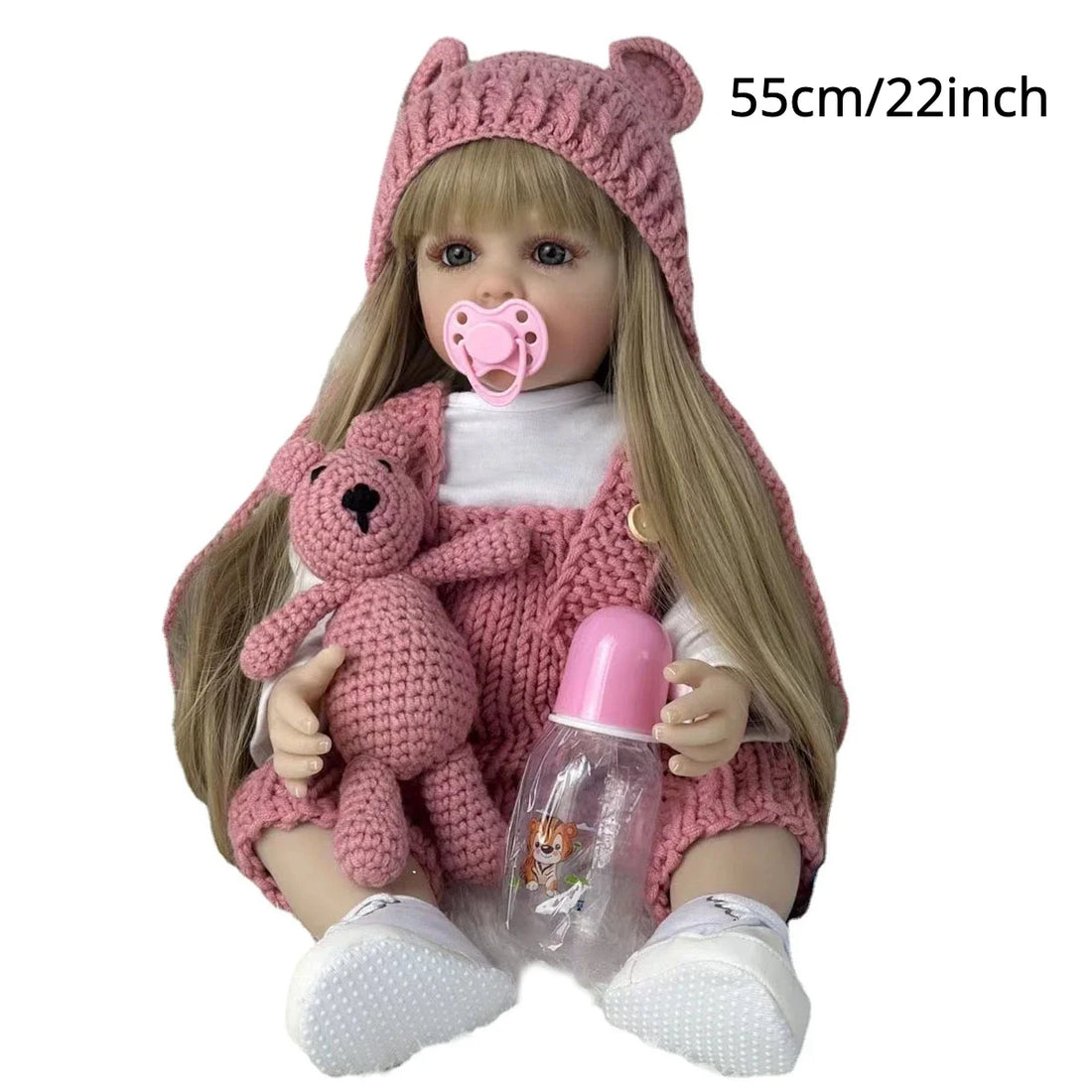 BZDOLL Lifelike Reborn Baby Doll with Full Soft Silicone Body Alive 55cm 22inch Newborn Bebe Lovely Dress Up Toy Birthday Gift